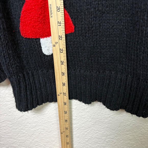 Mushroom Sweater V Neck Knit Black Pullover Cottagecore Whimsicalcore - Picture 7 of 7